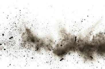 Dark brown powder explosion against white (1)