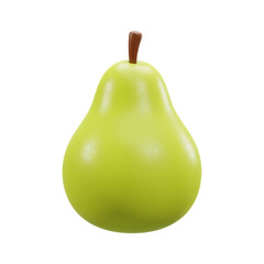 Bright green pear isolated on transparent background