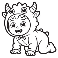 Baby in Monster Costume on Floor