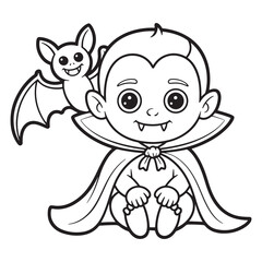 Cute Baby Vampire with Bat Friend