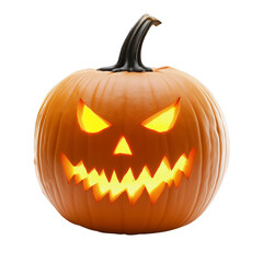 Fototapeta premium Scary Face Halloween Pumpkin with Candle Light Cutout PNG