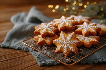 Star and snowflake cookies from the oven. Generative AI