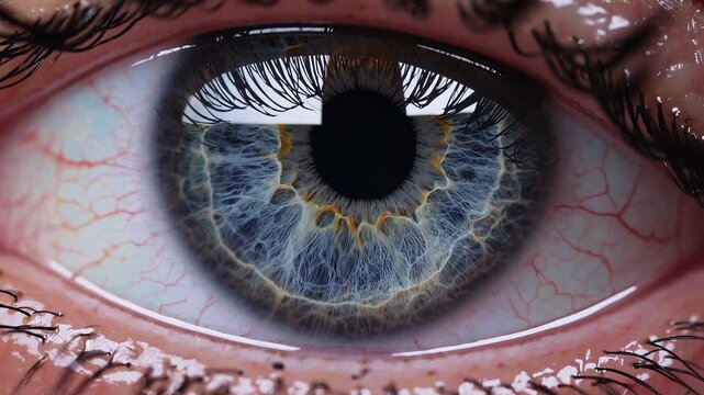 Realistic macro image of a human eye. Clearly drawn iris, moist membranes, the eye blinks