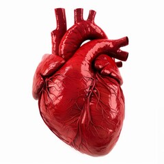 Realistic 3d rendering of a human heart, showing the intricate network of veins and arteries