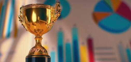 The golden trophy symbolizing success and achievement in business and competition.
