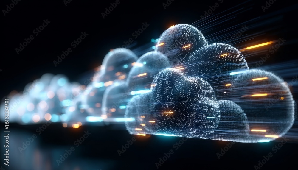 Poster cloud computing concept for data exchange and communication with advanced infrastructure design