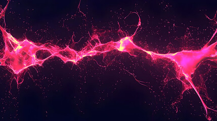Abstract digital art depicting vibrant pink energy flowing through a dark space, with particles and streaks