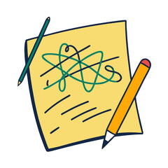 Drawing Paper with some scribbles no background vector file.