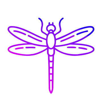 recommend clip art: Vibrant gradient dragonfly outline silhouette with detailed wings and body