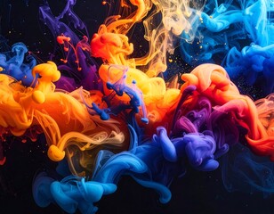 Fototapeta premium Colorful ink swirling in dark background