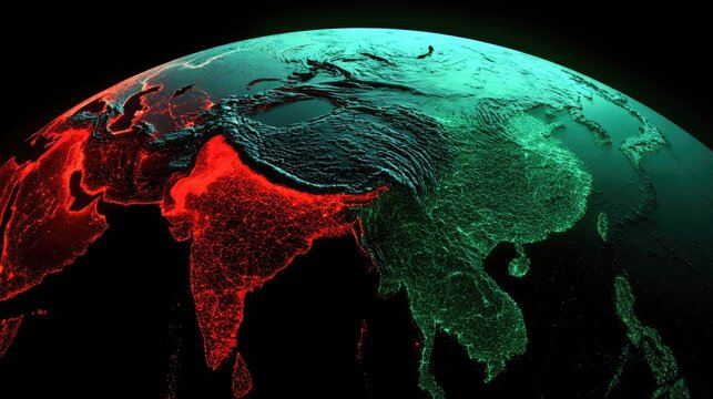 Global map highlighted with vibrant colors.