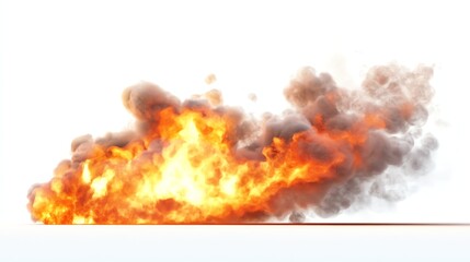 a house fire with smoke clipart, disaster event element, photorealistic flame and smoke detail, isolated on white background