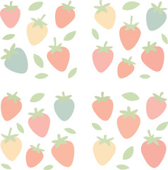 Pastel Strawberries and Leaves Pattern.