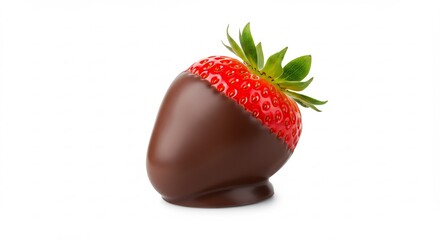 甘く輝くチョコレート苺 滑らか溶ける艶やか 白背景. AI Generated