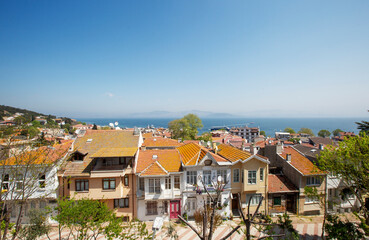 Fototapeta premium Historical streets and houses in the Heybeliada area of Istanbul