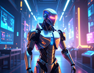 Naklejka premium 未来的なデザインのヒューマノイドロボット