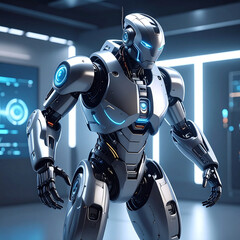 未来的なデザインのヒューマノイドロボット