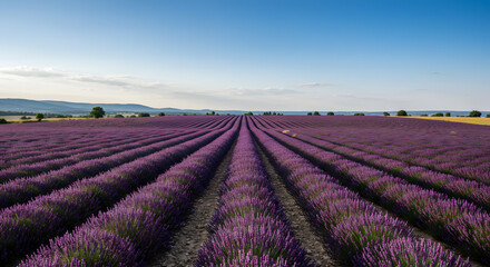 Endless Lavender Rows Under a Vast Sky Provences Floral Tapestry