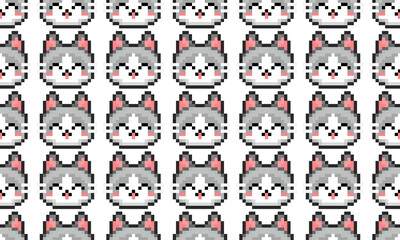 猫 ドット絵のシームレスパターン – 03, ラグドール柄のピクセル猫, 背景・包装紙・布素材向け
