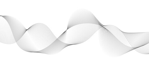 Abstract digital stylized black and grey curved wavy line art element for design white Striped line texture background. Vector illustration.	