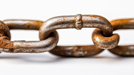 Fototapeta premium Rusty metal chain on white background in studio setting
