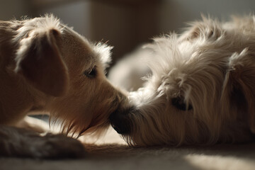 Naklejka na ściany i meble artificial intelligence observes affectionate moments between pets and their owners at home