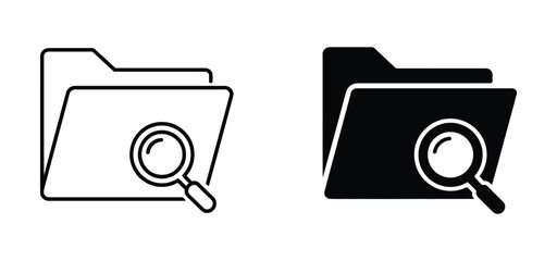 Search Folder Icon Set: File Management and Data Organization