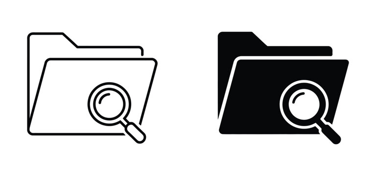 Search Folder Icon Set: File Management and Data Organization