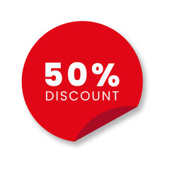 Vector Illustration 50 Percent Off Banner. Modern Red Web Label