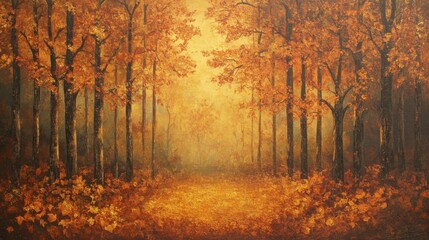 Obraz premium Serene autumn path through a forest with golden foliage