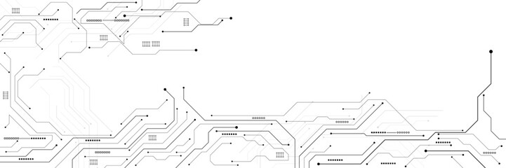 Vector abstract technology on white background. Technology black circuit diagram concept.