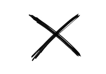 Naklejka premium Black cross sign on transparent background, Black cross marker png. Black cross marker isolated on a white background. hand-drawn black cross marker. 