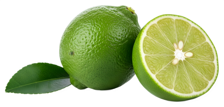 Fresh Green Limes Whole and Halved | Citrus Fruit Still Life for Food and Beverage Marketing, Recipe Illustrations, and Ingredient Photography