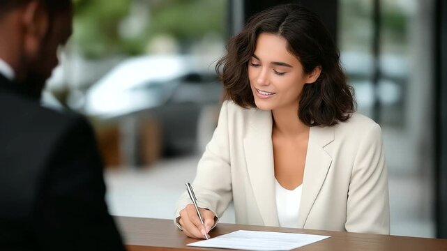 Client signing roadside policy with mobile office setup