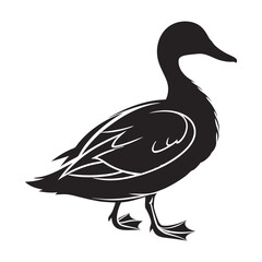 Dark Duck Silhouette - Minimalist Black & White Vector