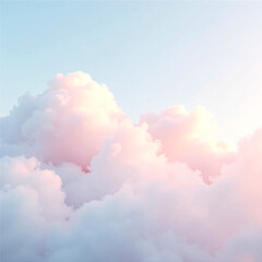 Fluffy Pink Clouds in a Blue Sky