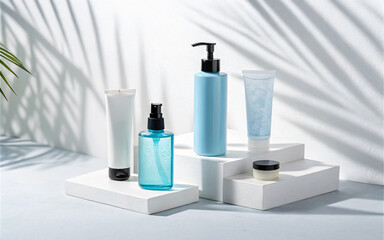 Cosmetics Product Display with Tropical Shadows