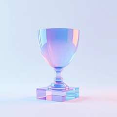Iridescent Glass Trophy on White Background