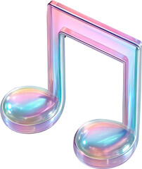 Iridescent Musical Note 3D Render