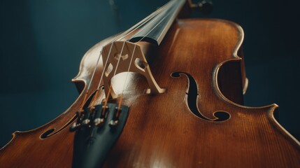 Elegant closeup showcasing the curves and details of a cello instrument