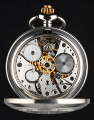 Detailed View of a Vintage Pocket Watch Showing Intricate Mechanical Gears and Craftsmanship