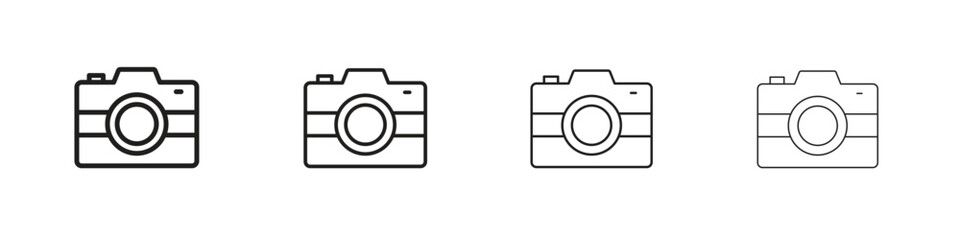 Camera icon outline vector sign, linear style pictogram.