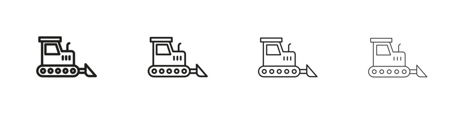 Bulldozer icon outline vector sign, linear style pictogram.