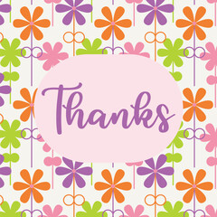 thanks lettering with flowers. vector illustration