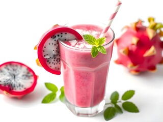 Tropical smoothie with dragon fruit and coconuts