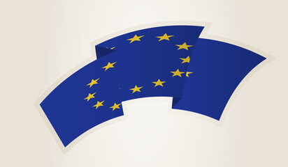 European Union Flag in Abstract Ribbon Shape, National Symbol of the European Union.