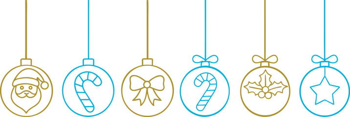 Monochrome Christmas ornaments baubles, Christmas ornaments vector silhouette illustration  greeting Merry Christmas