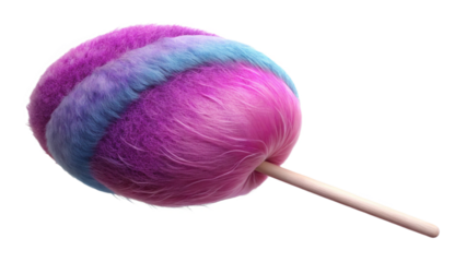 Colorful swirled lollipop on a white stick against a black background