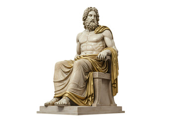Fototapeta premium Zeus Majestic Throne Sculpture on transparent background
