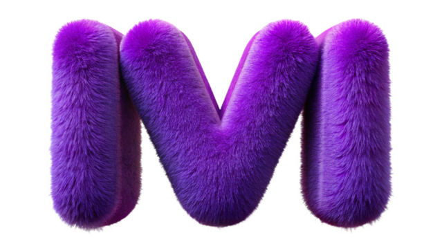 Abstract purple textured letter m on black background
